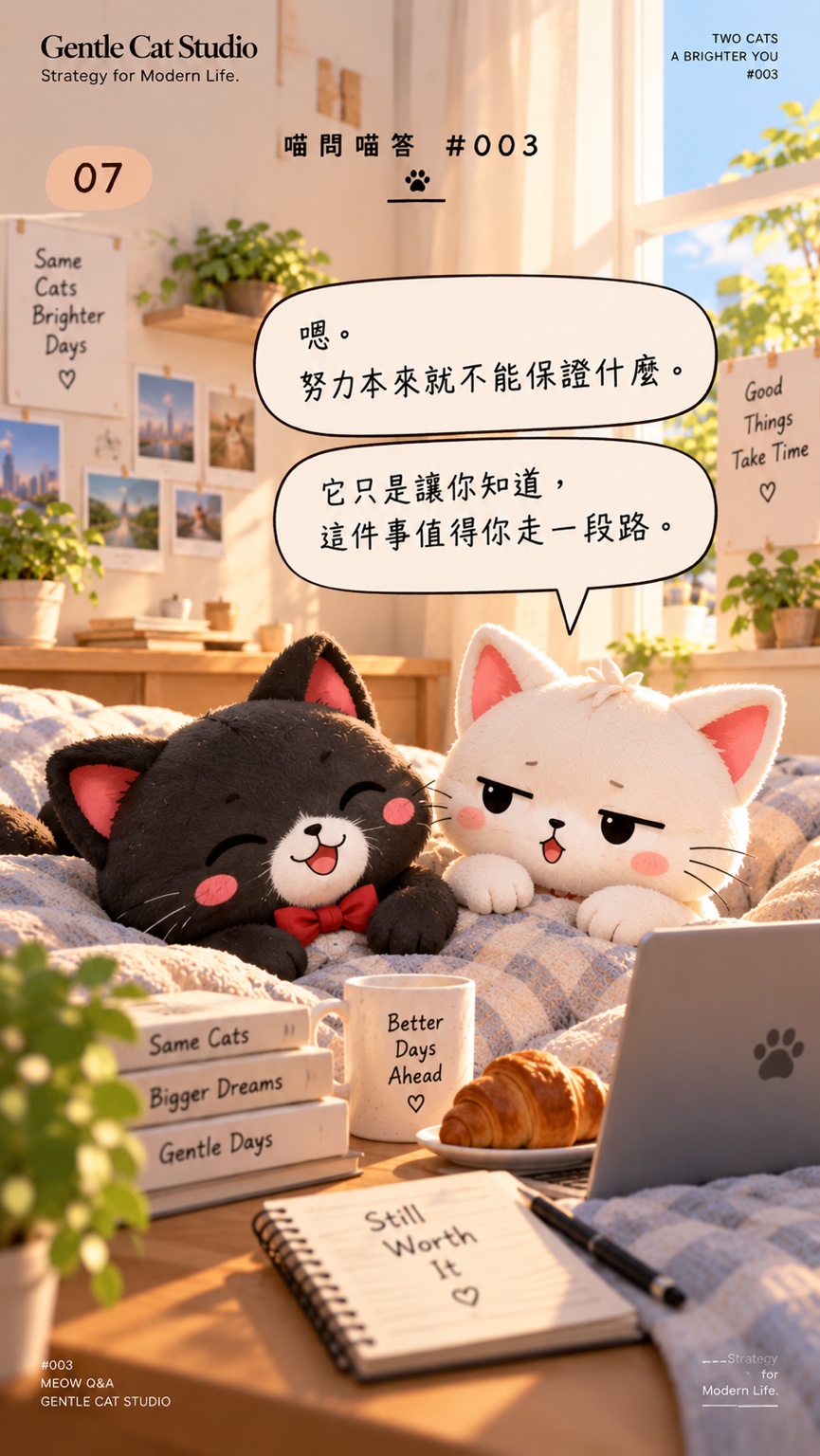 小白：嗯。努力本來就不能保證什麼。它只是讓你知道，這件事值得你走一段路。