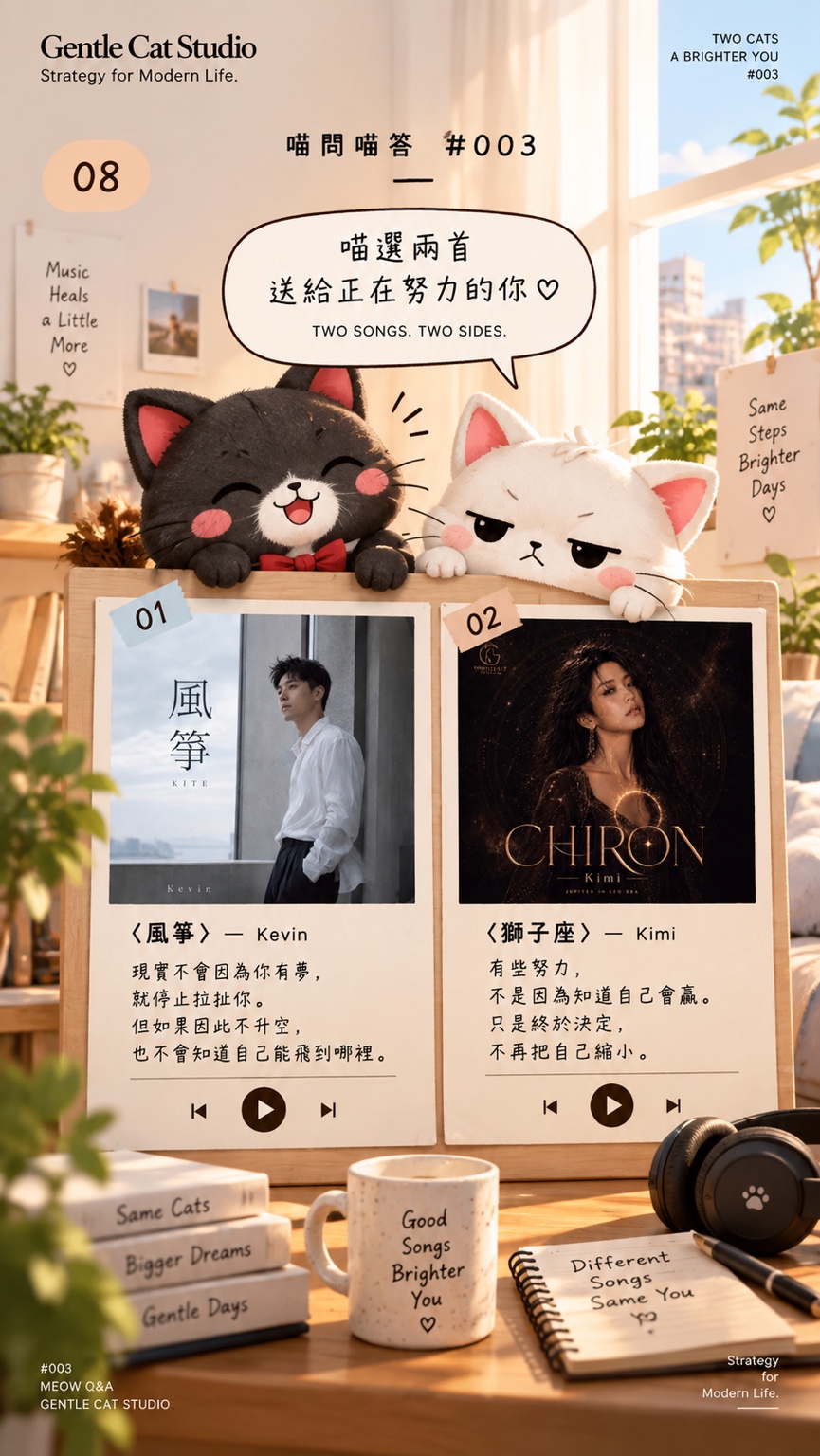 喵選兩首：〈風箏〉— Kevin，〈獅子座〉— Kimi。